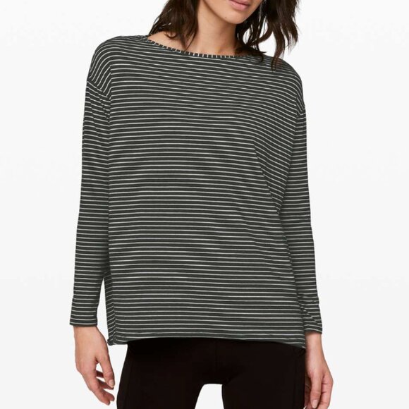 Lululemon Drapey Stripe Softstreme Long-Sleeve Shirt  Size XS - Picture 1 of 6